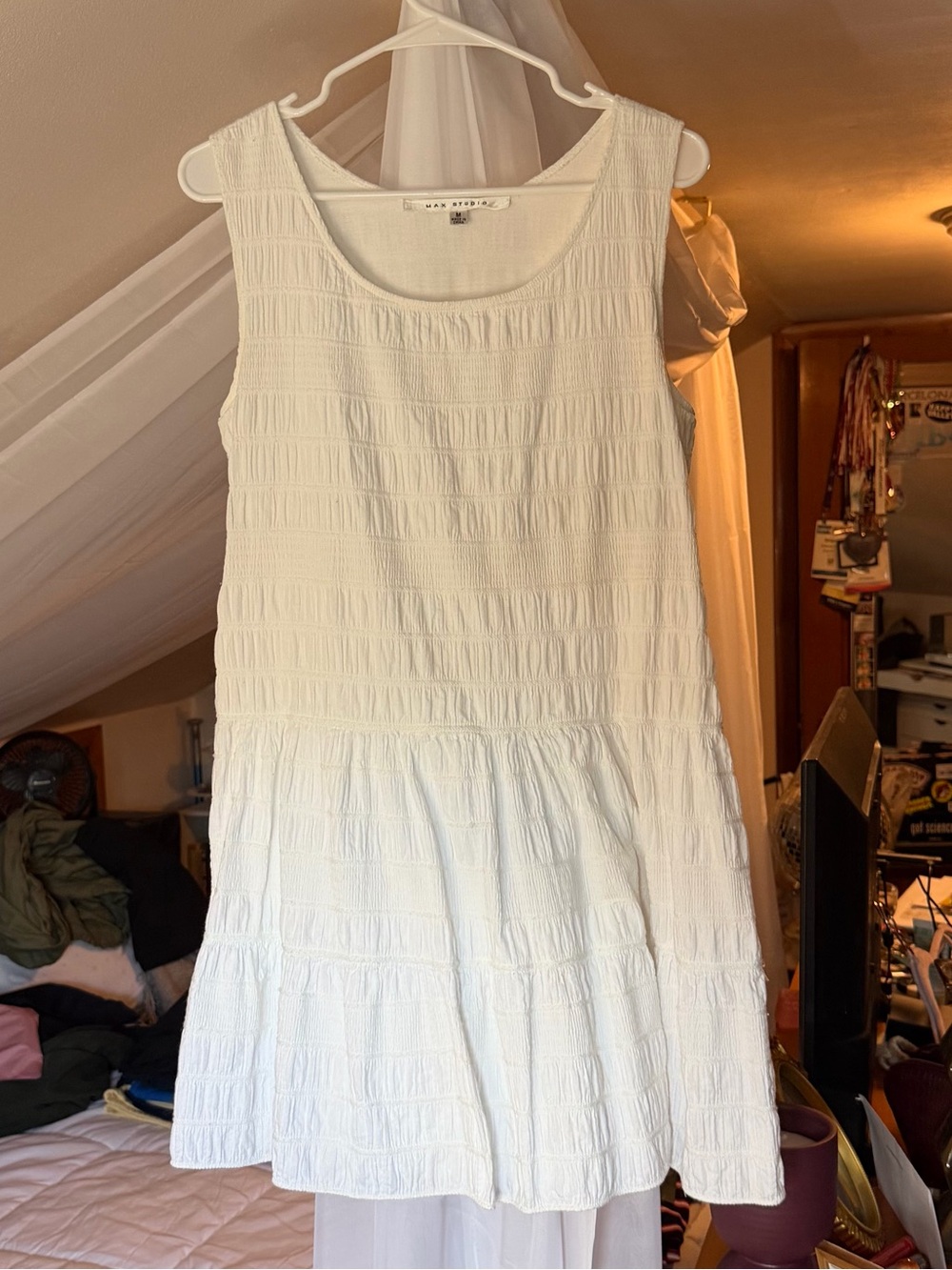 Max Studio Ivory Textured Sleeveless Mini Dress